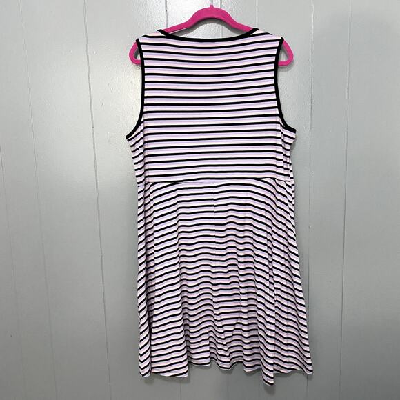 Torrid Pink Striped Mini Jersey Button-Front Sleeveless Summer Dress 2X - Picture 7 of 10